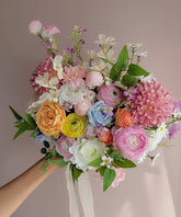 Pastel Dahlia Rose Ranunculus Wedding Bouquet 38cmW